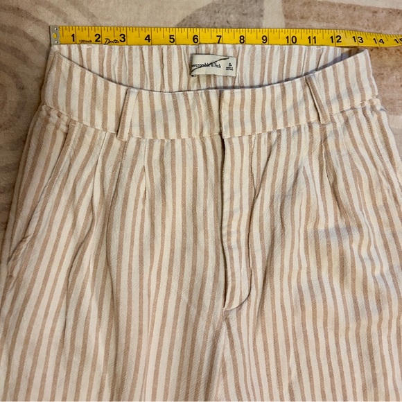 Abercrombie & Fitch Striped Tan Women’s Linen Blend lined Pant size:Sr - Picture 3 of 12